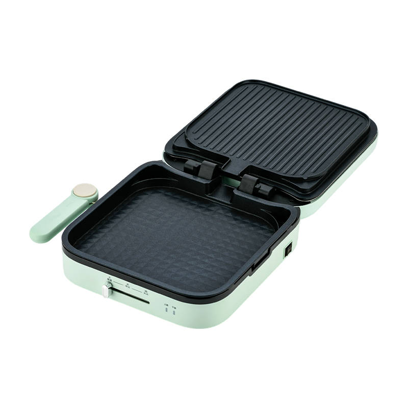 BJX-S022 28x28cm 180° Membuka dan Menutup Kawalan Suhu Plat Boleh Alih Alih Grill Besar