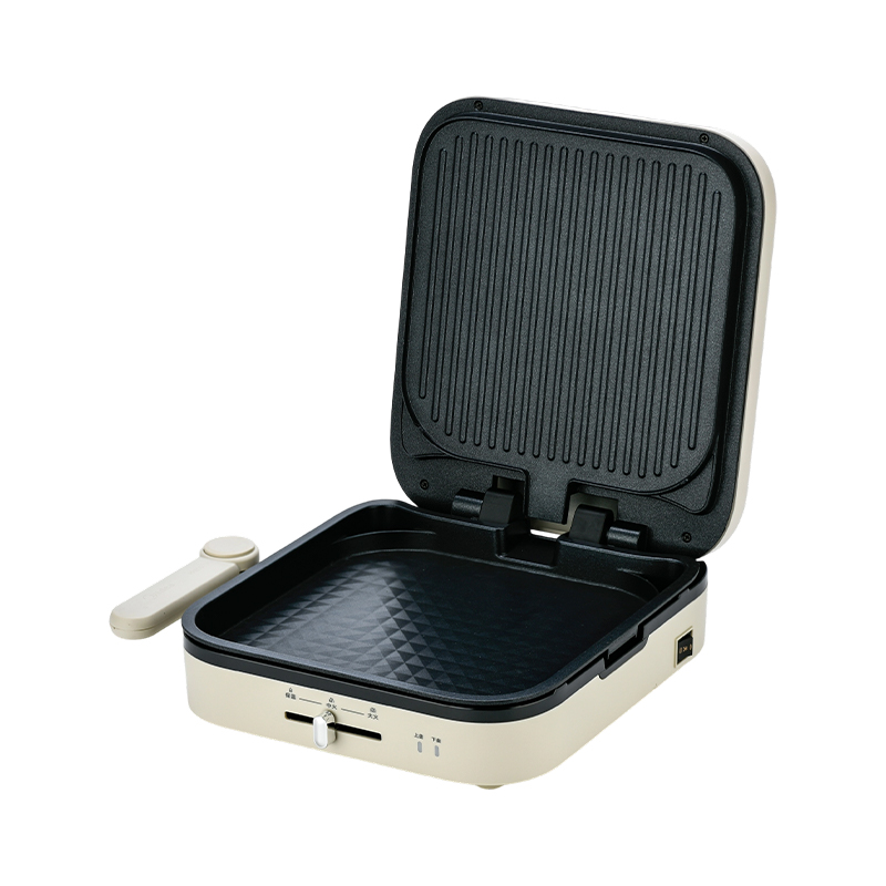 BJX-S023 28x28cm Pinggan Besar dengan Kawalan Suhu Pembuat Panini & Gril
